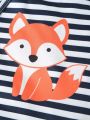 SHEIN Baby Fox Printed Striped