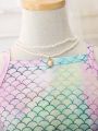 Toddler Girls' Mermaid Scale Printed Spaghetti Strap Princess Dress