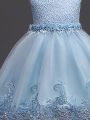 Little Girls' Sleeveless Beaded Lace And Mesh Tulle Dress For Formal Occasions