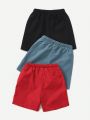 SHEIN Kids EVRYDAY Young Boy Leisure Comfortable Loose Shorts 3pcs/Set