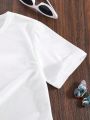 Teen Girls' Sculpture & Letter Print Short Sleeve T-Shirt