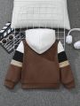 SHEIN Toddler Boys' Color Block Patchwork Hoodie