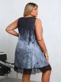 SHEIN CURVE+ Plus Size Skull Print Splice Lace Tank Dress