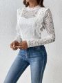 SHEIN Frenchy Mock Neck Lace Top Without Cami Top