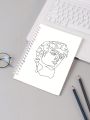 LineHome Personality Line Drawing Face Print Notebook For Student, Male And Female