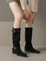 Fashionable Over-the-knee, Mid-heel, Vintage Western Cowboy Boots With Square Toe, Thigh High, For Women's Autumn And Winter Outfits