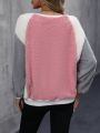 Colorblock Raglan Sleeve Fuzzy Sweatshirt