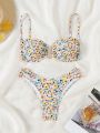 SHEIN Swim Vcay Floral Print Spaghetti Strap Two Piece Bikini Swimsuit Set, Swimwear Bathing Suit Beach Outfit Summer Vacation