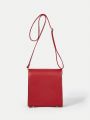 SHEIN BIZwear Fashionable Solid Color Pu Crossbody Flap Square Bag For Women, Suitable For Commuting