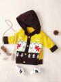 Infant Boys' Hooded Cardigan With Christmas Tree Pattern