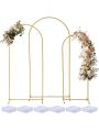 Gold Arch Backdrop Stand Set of 3 (6FT/6.6FT/7.2FT)Metal Wedding Arch Stand Gold Arched Frame for Ceremony Indoor Outdoor Decoration,Gold