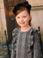 SHEIN Toddler Girls Plaid Print Ruffle Trim Dress
