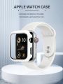 1pc White Glass Screen Protective Case Compatible With Apple Smart Watch
