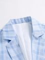 Extended Sizes Men's Plus Size Plaid Single Breasted Suit With One Button