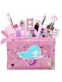 Girls Makeup Playset Washable Portable Professional Assorted Reusable Play Makeup Kit with Pouch Girl Kids Children