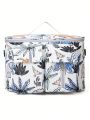 1pc Cartoon Sketch Flower Print Nylon Waterproof Multifunctional Durable Large Capacity Handheld Shoulder Diaper Bag