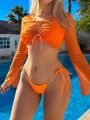 SHEIN Swim BAE Solid Color Three-Piece Separable Swimsuit