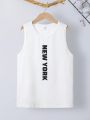 SHEIN Kids EVRYDAY 3pcs Tween Boys' Loose Fit Casual Round Neck Tank Tops With Letter Print