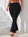 Plus Size Solid Color Flare Jeans With Ripped Details