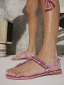 Women'S Fashionable Rhinestone Flat Sandals