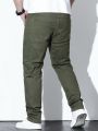 Men's Plus Size Solid Color Slim Fit Jeans With Diagonal Pockets