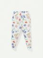 Cozy Cub Baby Girls' Flower Patterned Round Neck Long Sleeve Top And Footed Pants Set