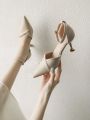 Point Toe Sculptural Heeled Ankle Strap Pumps