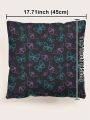 Maryam Alam Purple & Turquoise Butterfly Silhouette Loop Pattern Printed Double-side Flannel Pillowcase, Suitable For Daily Home Decoration Sofa Cushion, Car Cushion Replacement Pillow Case