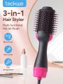 Teckwe Hair Dryer Brush,Electric Hair Comb,Hair Straightening Comb,3 In 1 Electric Hot Air Brush,Anti Frizz Salon Blow Dryer Brush & Volumizer For Curling Straightening & Styling For Home Women Men 1.8M Line Length - US Plug