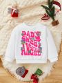 Baby Girls' Casual Flower & Letters Print Round Neck Sweatshirt