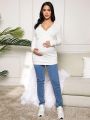 SHEIN Maternity Long Sleeve Wrap Nursing T-shirt