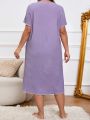 Romantic Lace Purple Plus Size Women's Nightgown