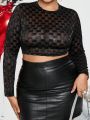 SHEIN SXY Plus Size Women'S Checkered Mesh Cropped Top