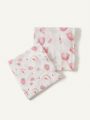 Cozy Cub 2pcs/Set Strawberry Printed Swaddle Blanket
