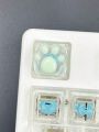 1pc Cute Translucent Abs Resin Key Cap With Anti-scratch Green Cat's Paw Design, Suitable For Mechanical Keyboard