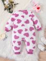 Infant And Boy Love Pattern Furry Fashion Jumpsuit