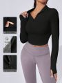 SHEIN Leisure Women's Solid Color Zipper Sweatshirt For Sports