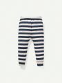 Cozy Cub Infant Boys' Striped Cartoon Animal Patterned Long Sleeve Jumpsuit And Pants 4pcs/set