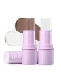 LUXAZA 2Pcs Makeup Stick With Highlighter & Bronzer Moisturizer Illuminator For Face Brightens Hydrates And Contouring Pen Moisture Eyes Lips Cheeks #T Dark