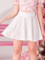 SHEIN Teen Girl's Knit Solid V Waist Casual Midi Skirt