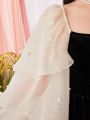 SHEIN Tween Girls' Color Block Ruffle Sleeve Bodycon Dress