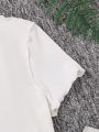 SHEIN Teenage Girls' Curve Hem Slim Fit White T-Shirt