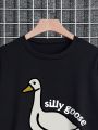 Men's Plus Size Cartoon Goose Pattern Long Sleeve Sweatshirt