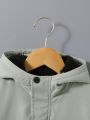 SHEIN Kids EVRYDAY Young Boy 1pc Letter Graphic Teddy Lined Hooded Coat