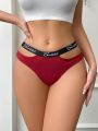 Letter Tape Waist Cut Out Panty