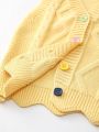 New Autumn/winter Infant Yellow Color Cardigan With Colored Buttons