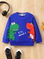 SHEIN Kids EVRYDAY Toddler Boys' Casual Dinosaur, Letter & Digital Print Sweatshirt, Sportswear For Autumn