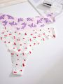 Women's Butterfly & Heart Printed Thong Panties, 7-Pack