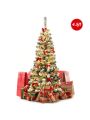 Gymax 4.5ft Pre-lit Pencil Snow Flocked Pencil Christmas Tree Holiday Decoration