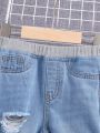 SHEIN Baby Boy Spring-Summer Light Washed Distressed Denim Pants